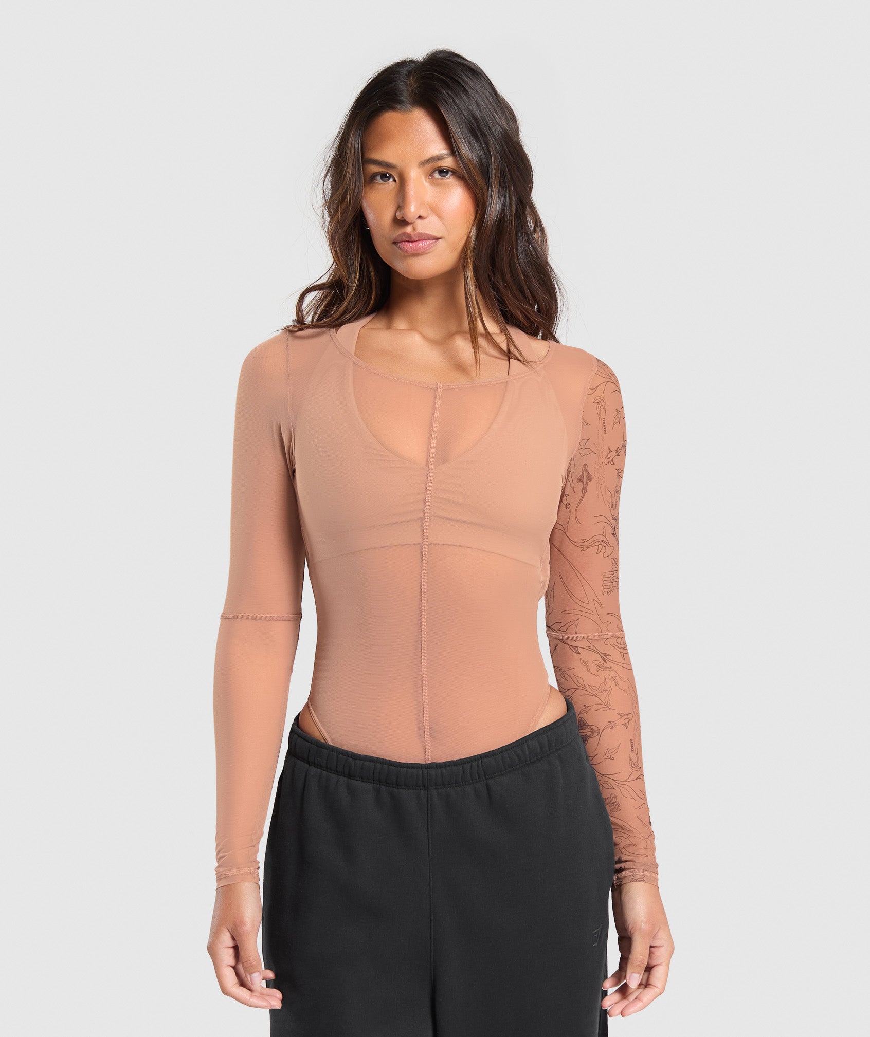 Elevate Tattoo Graphic Mesh Bodysuit